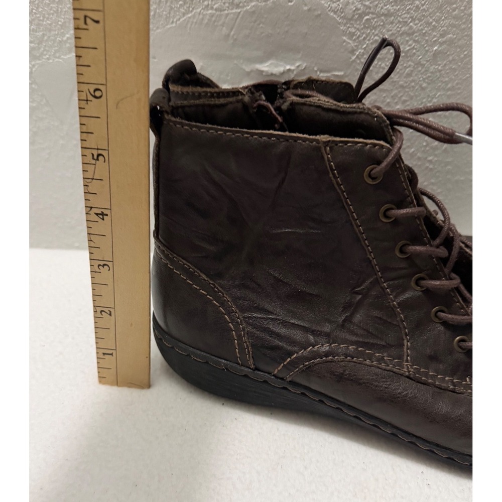 Clarks Collection Womens 8.5 Dark Brown Leather Lace Up Side Zip Ankle Boots - Picture 6 of 11